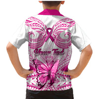 Personalised Pink Out Family Matching Mermaid Dress and Hawaiian Shirt Breast Cancer Awareness Polynesian Pattern White Version LT01 - Polynesian Pride