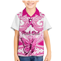 Personalised Pink Out Family Matching Mermaid Dress and Hawaiian Shirt Breast Cancer Awareness Polynesian Pattern White Version LT01 Son's Shirt White - Polynesian Pride