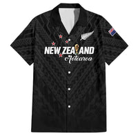 Custom Football New Zealand Family Matching Mermaid Dress and Hawaiian Shirt Aotearoa United Black Version LT01 Dad's Shirt - Short Sleeve Black - Polynesian Pride