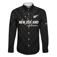 Custom Football New Zealand Family Matching Mermaid Dress and Hawaiian Shirt Aotearoa United Black Version LT01 Dad's Shirt - Long Sleeve Black - Polynesian Pride