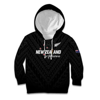 Custom Football New Zealand Kid Hoodie Aotearoa United Black Version LT01 Hoodie Black - Polynesian Pride