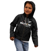 Custom Football New Zealand Kid Hoodie Aotearoa United Black Version LT01 - Polynesian Pride