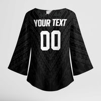 Custom Football New Zealand Kimono Sleeve Blouse Aotearoa United Black Version LT01 - Polynesian Pride