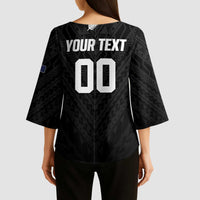 Custom Football New Zealand Kimono Sleeve Blouse Aotearoa United Black Version LT01 - Polynesian Pride