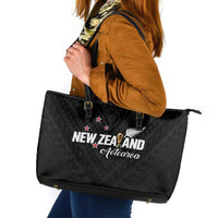 Football New Zealand Leather Tote Bag Aotearoa United Black Version LT01 Black - Polynesian Pride