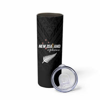 Custom Football New Zealand Skinny Tumbler Aotearoa United Black Version LT01 - Polynesian Pride