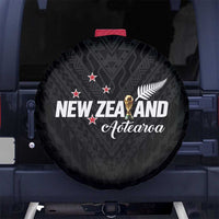 Football New Zealand Spare Tire Cover Aotearoa United Black Version LT01 No hole Black - Polynesian Pride
