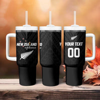 Custom Football New Zealand Tumbler With Handle Aotearoa United Black Version - Polynesian Pride