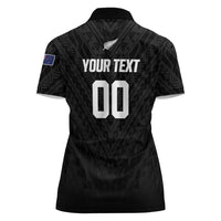Custom Football New Zealand Women Polo Shirt Aotearoa United Black Version LT01 - Polynesian Pride
