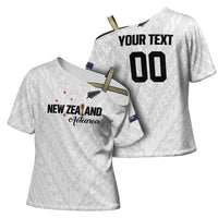 Custom Football New Zealand Cross Shoulder Shirt Aotearoa United White Version LT01 - Polynesian Pride