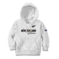 Custom Football New Zealand Kid Hoodie Aotearoa United White Version LT01 Hoodie White - Polynesian Pride