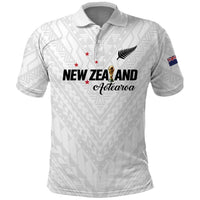 Custom Football New Zealand Polo Shirt Aotearoa United White Version LT01 White - Polynesian Pride