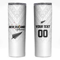 Custom Football New Zealand Skinny Tumbler Aotearoa United White Version LT01 White - Polynesian Pride