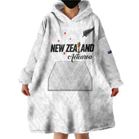 Custom Football New Zealand Wearable Blanket Hoodie Aotearoa United White Version LT01 - Polynesian Pride