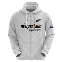 Custom Football New Zealand Zip Hoodie Aotearoa United White Version LT01 - Polynesian Pride