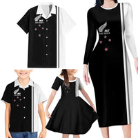 Personalised New Zealand 2025 Archery Basic Family Matching Long Sleeve Bodycon Dress and Hawaiian Shirt Archery NZ LT01 - Polynesian Pride