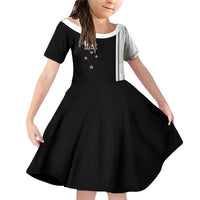 Personalised New Zealand 2025 Archery Basic Family Matching Off Shoulder Short Dress and Hawaiian Shirt Archery NZ LT01 Daughter's Dress Black - Polynesian Pride