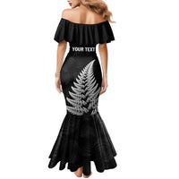 Personalised New Zealand 2025 Archery Family Matching Mermaid Dress and Hawaiian Shirt Aotearoa Silver Arrows Black LT01 - Polynesian Pride