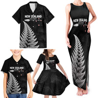 Personalised New Zealand 2025 Archery Family Matching Tank Maxi Dress and Hawaiian Shirt Aotearoa Silver Arrows Black LT01 - Polynesian Pride