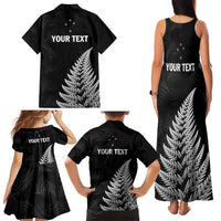 Personalised New Zealand 2025 Archery Family Matching Tank Maxi Dress and Hawaiian Shirt Aotearoa Silver Arrows Black LT01 - Polynesian Pride