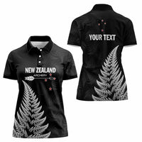 Personalised New Zealand 2025 Archery Women Polo Shirt Aotearoa Silver Arrows Black LT01 - Polynesian Pride
