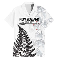 Personalised New Zealand 2025 Archery Family Matching Mermaid Dress and Hawaiian Shirt Aotearoa Silver Arrows White LT01 Dad's Shirt - Short Sleeve White - Polynesian Pride