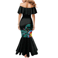 Personalised New Zealand Archery Family Matching Mermaid Dress and Hawaiian Shirt Turquoise Maori Silver Fern LT01 - Polynesian Pride