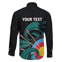 Personalised New Zealand Archery Family Matching Short Sleeve Bodycon Dress and Hawaiian Shirt Turquoise Maori Silver Fern LT01 - Polynesian Pride