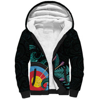 Personalised New Zealand Archery Sherpa Hoodie Turquoise Maori Silver Fern LT01 Unisex Turquoise - Polynesian Pride