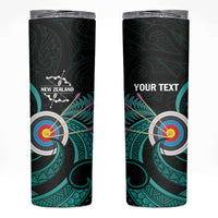 Personalised New Zealand Archery Skinny Tumbler Turquoise Maori Silver Fern LT01 Turquoise - Polynesian Pride