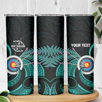 Personalised New Zealand Archery Skinny Tumbler Turquoise Maori Silver Fern LT01 - Polynesian Pride