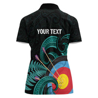 Personalised New Zealand Archery Women Polo Shirt Turquoise Maori Silver Fern LT01 - Polynesian Pride