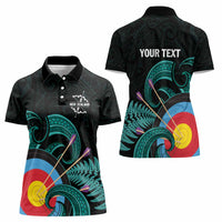 Personalised New Zealand Archery Women Polo Shirt Turquoise Maori Silver Fern LT01 - Polynesian Pride