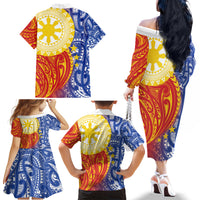 Philippines Family Matching Off The Shoulder Long Sleeve Dress and Hawaiian Shirt Pilipinas Polynesian Pattern LT01 - Polynesian Pride