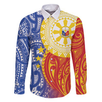 Philippines Family Matching Off The Shoulder Long Sleeve Dress and Hawaiian Shirt Pilipinas Polynesian Pattern LT01 Dad's Shirt - Long Sleeve Art - Polynesian Pride