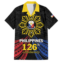 Personalized Philippines Independence Day Family Matching Summer Maxi Dress and Hawaiian Shirt Filipino 126th Anniversary Sun Tattoo LT01 Dad's Shirt - Short Sleeve Black - Polynesian Pride