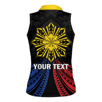 Personalized Philippines Independence Day Women Sleeveless Polo Shirt Filipino 126th Anniversary Sun Tattoo LT01 - Polynesian Pride