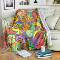 Hawaii Fruits Hippie Style Blanket Vibrant Colorful