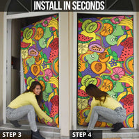 Hawaii Fruits Hippie Style Door Cover Vibrant Colorful