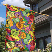 Hawaii Fruits Hippie Style Garden Flag Vibrant Colorful