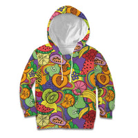 Hawaii Fruits Hippie Style Kid Hoodie Vibrant Colorful