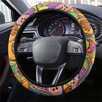 Hawaii Fruits Hippie Style Steering Wheel Cover Vibrant Colorful