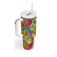 Hawaii Fruits Hippie Style Tumbler With Handle Vibrant Colorful
