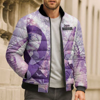 Personalized Polynesian Lupus Awareness Bomber Puffer Jacket Butterfly Hologram Lupus Warrior
