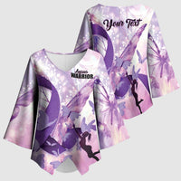 Personalized Polynesian Lupus Awareness Kimono Sleeve Blouse Butterfly Hologram Lupus Warrior