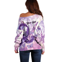 Personalized Polynesian Lupus Awareness Off Shoulder Sweater Butterfly Hologram Lupus Warrior
