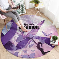 Polynesian Lupus Awareness Round Carpet Butterfly Hologram Lupus Warrior