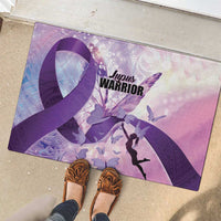 Polynesian Lupus Awareness Rubber Doormat Butterfly Hologram Lupus Warrior