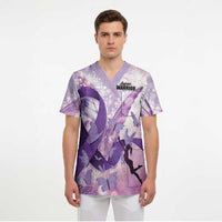 Personalized Polynesian Lupus Awareness Scrub Top Butterfly Hologram Lupus Warrior