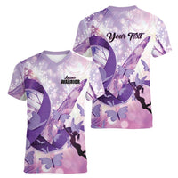 Personalized Polynesian Lupus Awareness Women V-Neck T-Shirt Butterfly Hologram Lupus Warrior